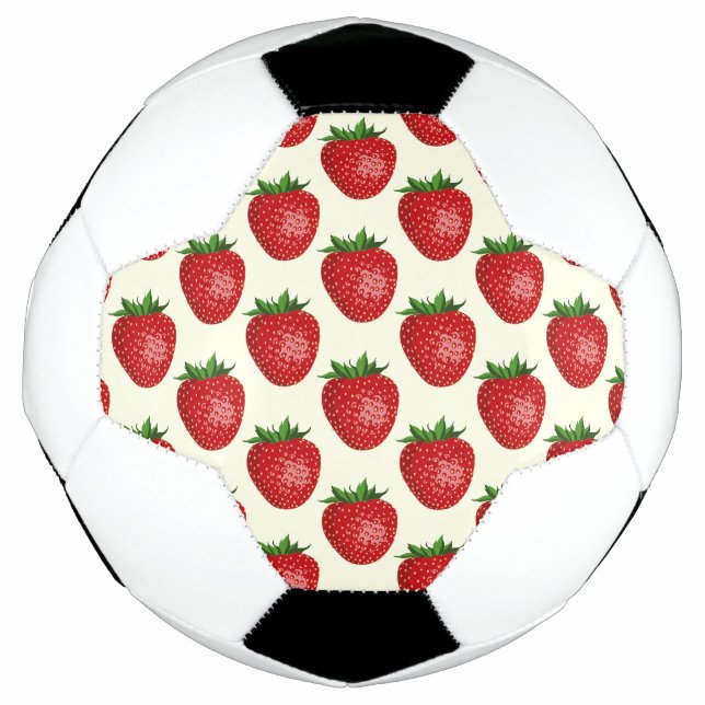 Ballon De Foot Motif fraises, fraises rouges, fruits, feuilles (Devant)