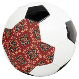 Ballon De Foot Motif géométrique rouge / Impression indienne