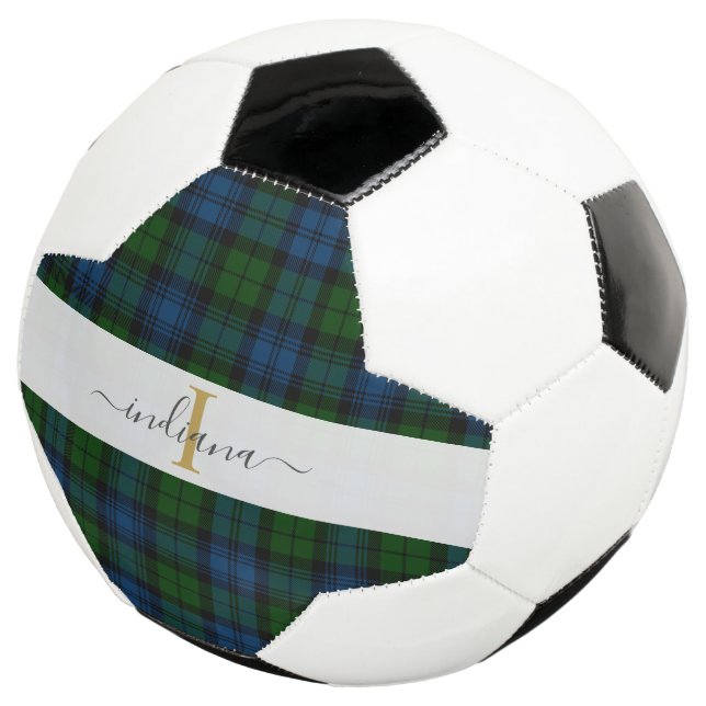 Ballon De Foot Motif monogramme Nom Initial Tartan Script (3/4)