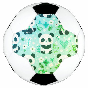 Ballon De Foot Motif Ours Panda Imprimé Vert