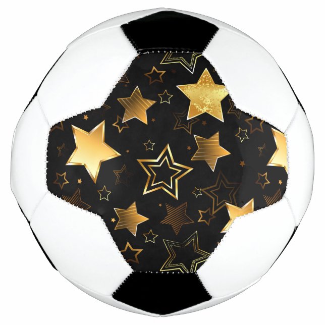 Ballon De Foot Motif sans couture avec étoiles d'or (Devant)