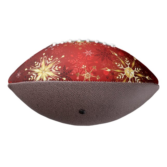 Ballon De Foot Noël Golden Snowflakes sur Arrière - plan rouge (Tourné à 270°)