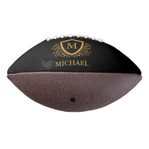 Ballon De Foot Noir et Or Personnalisé Stylo Nom Monogramme