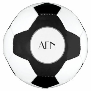 Ballon De Foot Noir Gris Blanc Monogrammé