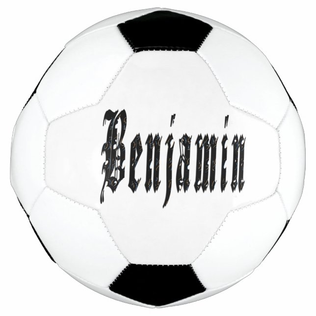Ballon De Foot Nom Benjamin de conception noire, Soccerball (Devant)