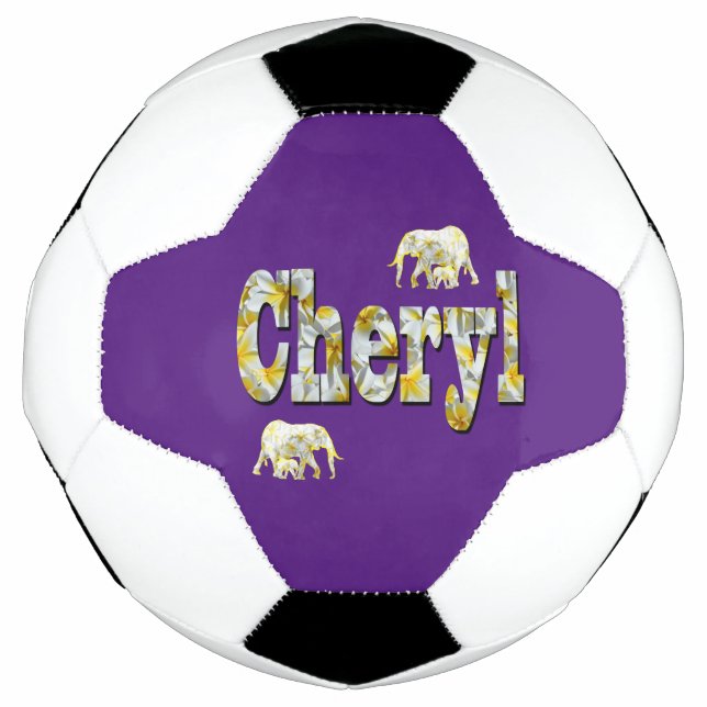 Ballon De Foot Nom Cheryl Avec Eléphants, Soccerball (Devant)