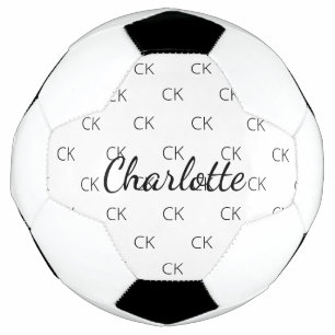 Ballon De Foot Nom des initiales du monogramme noir blanc