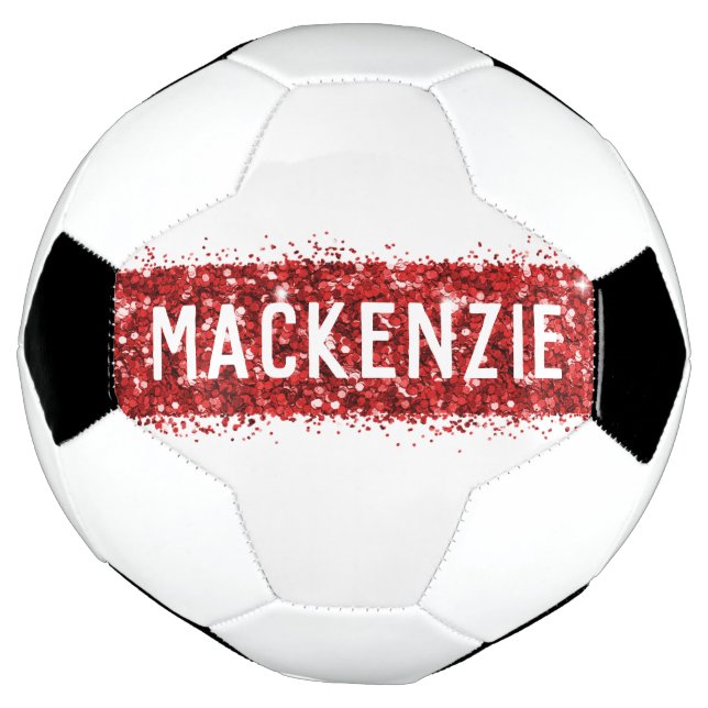 Ballon De Foot Nom du monogramme de bande rouge personnalisé (Tourné)