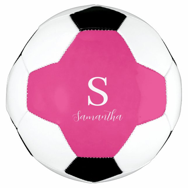 Ballon De Foot Nom du monogramme rose (Devant)