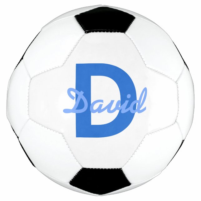 Ballon De Foot Nom et monogramme bleus (Devant)
