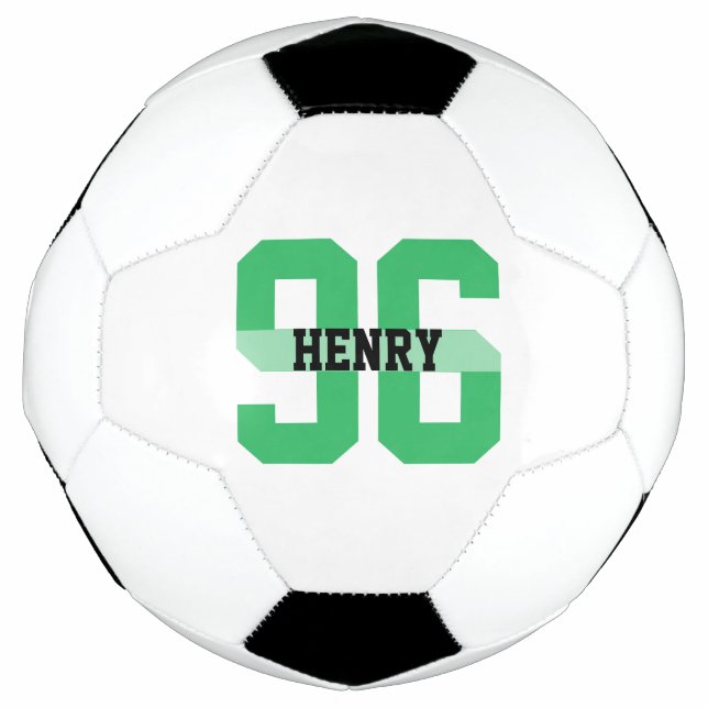 Ballon De Foot Nom et numéro personnalisés Cool moderne vert (Devant)