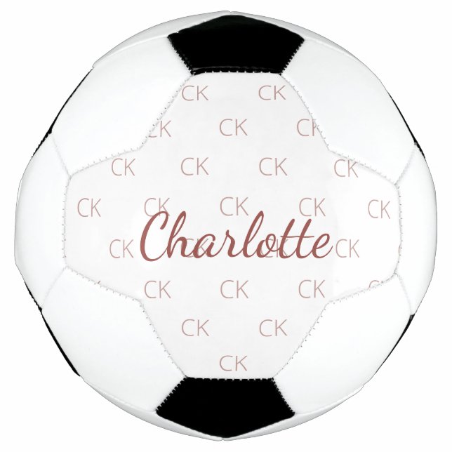 Ballon De Foot Nom initial du monogramme d'or rose blanc (Devant)