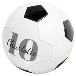 Ballon De Foot Nom initial du monogramme noir blanc