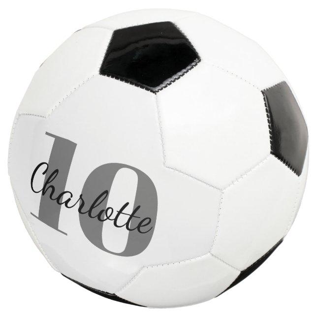 Ballon De Foot Nom initial du monogramme noir blanc (3/4)
