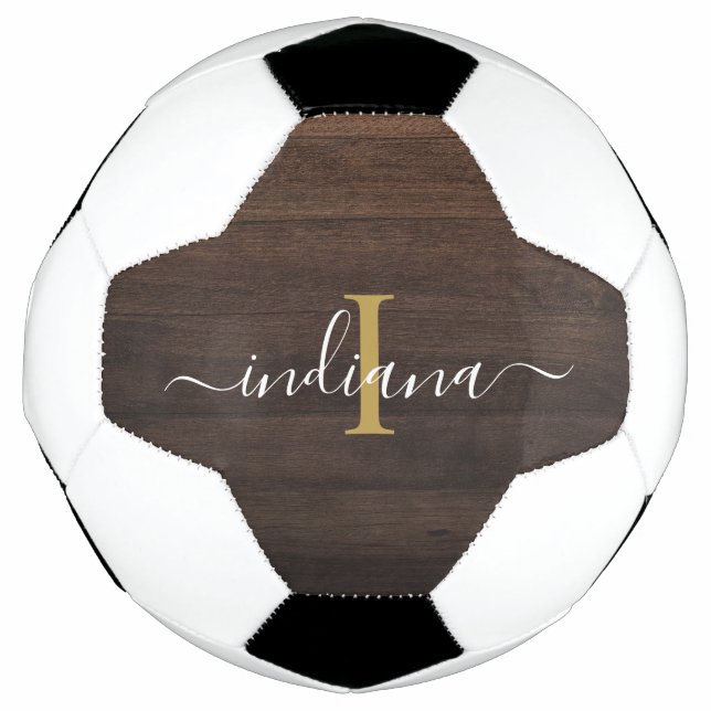 Ballon De Foot Nom initial script fille personnalisé rustique (Devant)