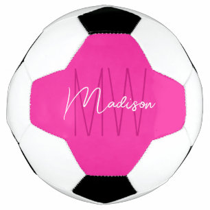 Ballon De Foot Nom Monogramme moderne Script rose