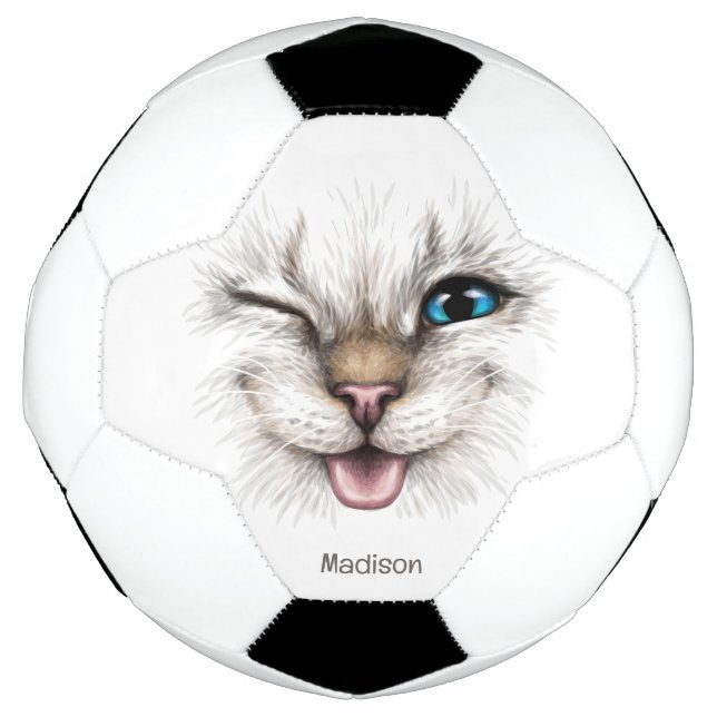 Ballon De Foot Nom personnalisé Chat à plume (Devant)