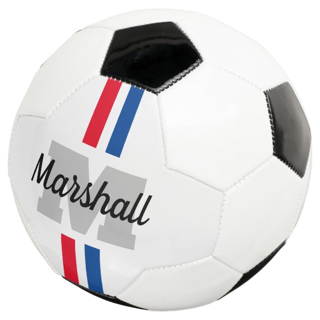Ballon De Foot Nom personnalisé monogramme rayé balle de football (3/4)