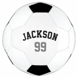 Ballon De Foot Nom personnalisé numéro minimaliste noir gris