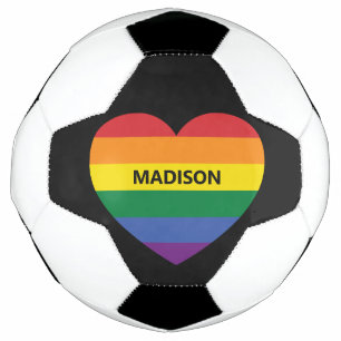 Ballon De Foot Nom personnalisé Rainbow Heart