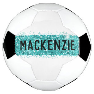 Ballon De Foot Nom personnalisé turquoise du monogramme de bande