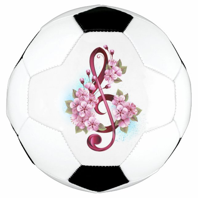Ballon De Foot Notes de clef musicale en treble avec des fleurs S (Devant)