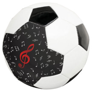 Ballon De Foot notes de musique rouge en noir