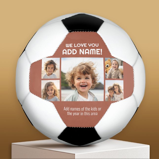 Ballon De Foot Nous aimons papa ou grand-père - 5 Photo Collage (Custom Soccer Ball)