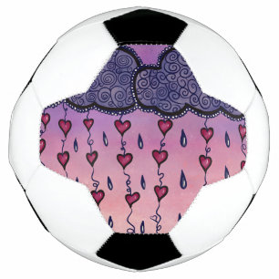 Ballon De Foot Nuages mignons, coeurs et gouttes de pluie