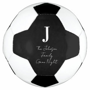 Ballon De Foot Nuit de jeu en famille Monogramme Nom Noir et Blan