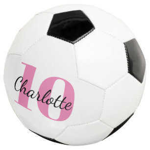 Ballon De Foot Numéro du nom des initiales du monogramme rose bla