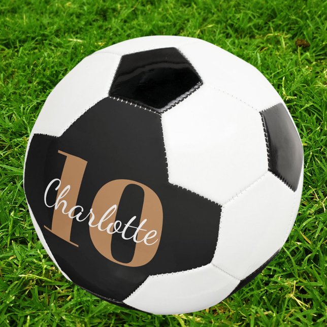 Ballon De Foot Numéro du nom du monogramme en or noir (Créateur téléchargé)