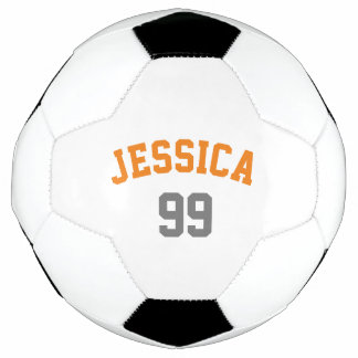 Ballon De Foot Orange Gris Personnalisé Numéro Minimaliste
