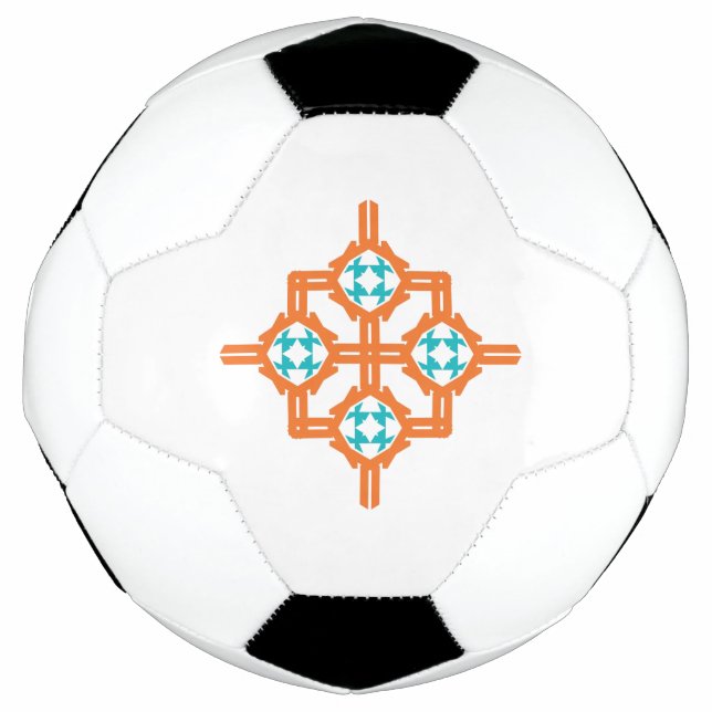 Ballon De Foot Ornement bleu orange (Devant)