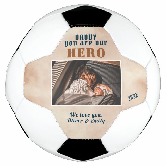 Ballon De Foot Papa Hero Aquarelle Père Famille Photo (Devant)