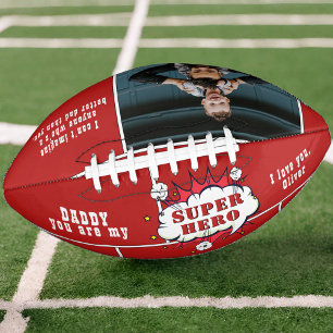 Ballon De Foot Papa Superhero Comédie Discours Bubble Photo Rouge