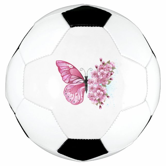 Ballon De Foot Papillon à fleurs avec Sakura rose (Devant)