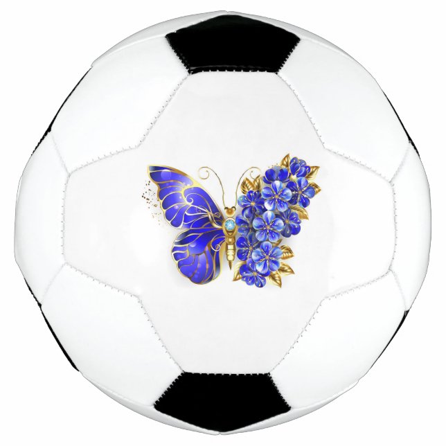 Ballon De Foot Papillon saphir à fleurs (Devant)