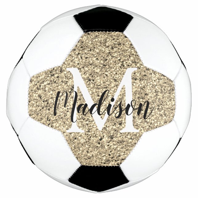 Ballon De Foot Parties scintillant d'or personnalisée Monogram Ch (Devant)