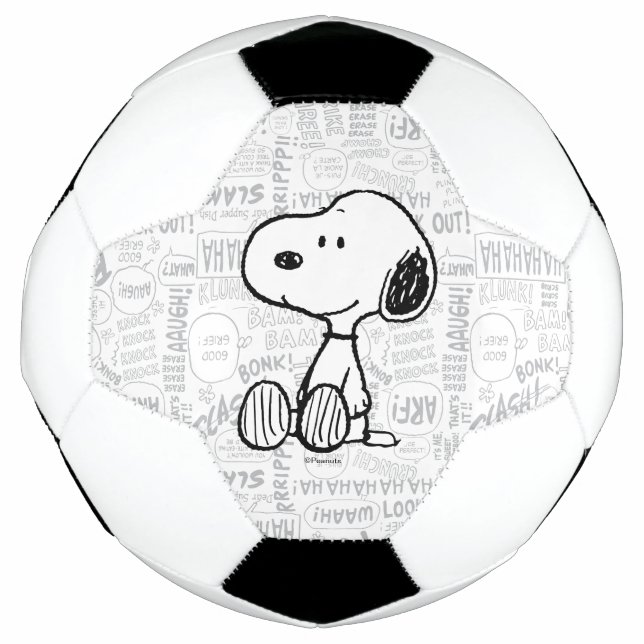 Ballon De Foot PEANUTS | Snoopy on Black White Comics (Devant)