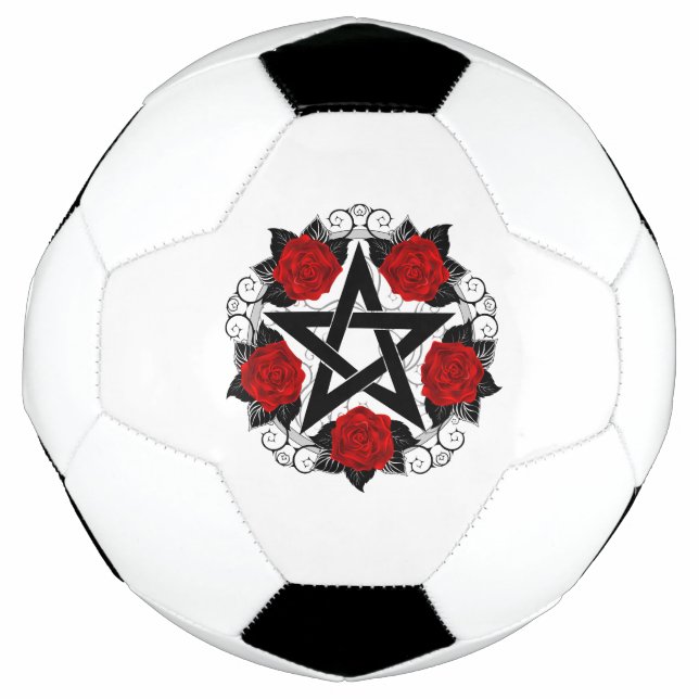 Ballon De Foot Pentagramme aux roses rouges (Devant)