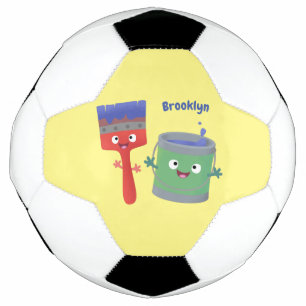 Ballon De Foot Personnages de peinture et de pinceau mignons