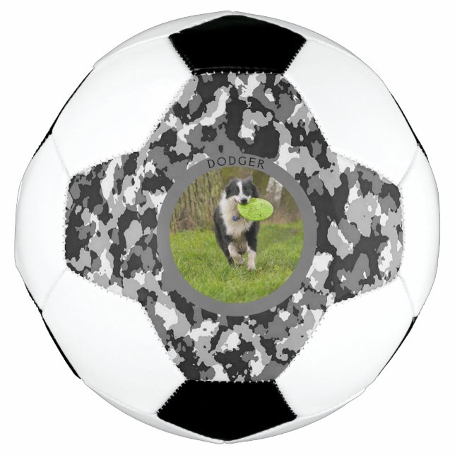 Ballon De Foot Personnaliser B & W Camo Chien Nom Image Jouer (Devant)