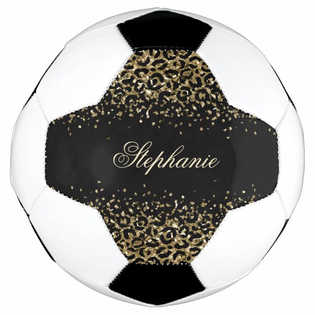 Ballon De Foot Personnaliser Black Gold Empreinte de léopard Part (Devant)