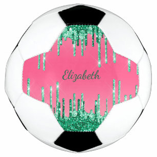 Ballon De Foot Personnaliser des gouttes de paillettes vertes Ros