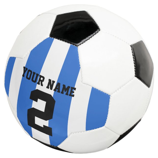 Ballon De Foot Personnaliser, football bleu & blanc / bandes de f (3/4)