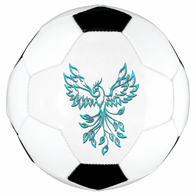 Ballon De Foot Phoenix Bleu se Lève sur Fond Blanc (Devant)