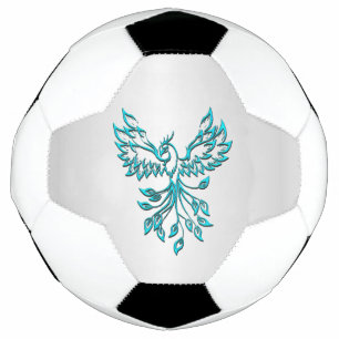 Ballon De Foot Phoenix bleu turquoise se lève sur l'argent