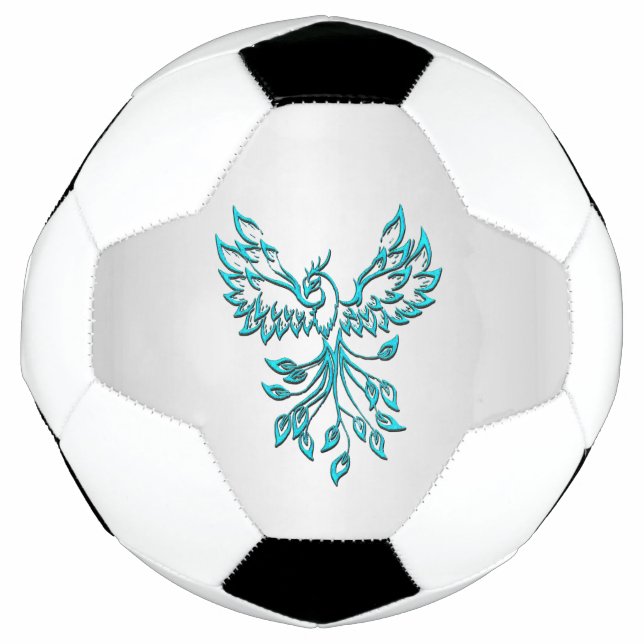 Ballon De Foot Phoenix bleu turquoise se lève sur l'argent (Devant)