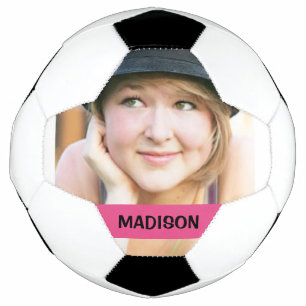 Ballon De Foot Photo personnalisée et dessin en bande rose
